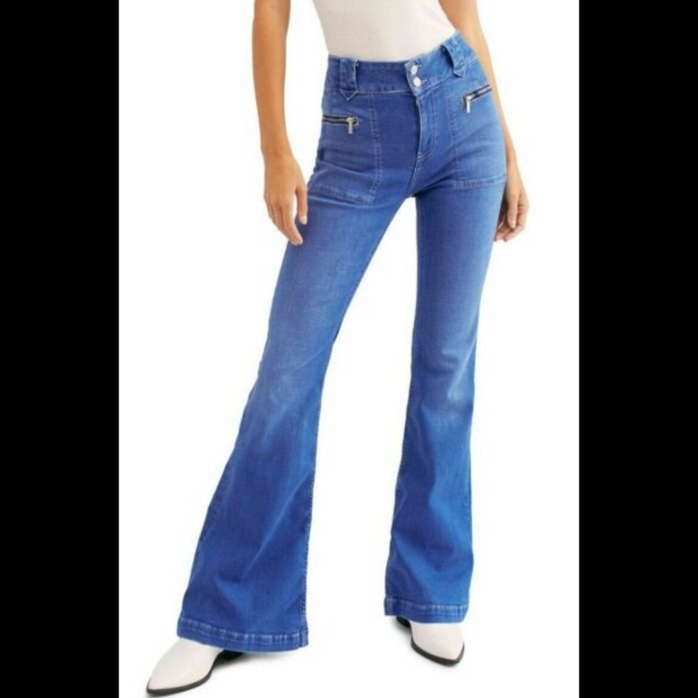 We The Free Layla Flare Leg Jeans Electric Blue